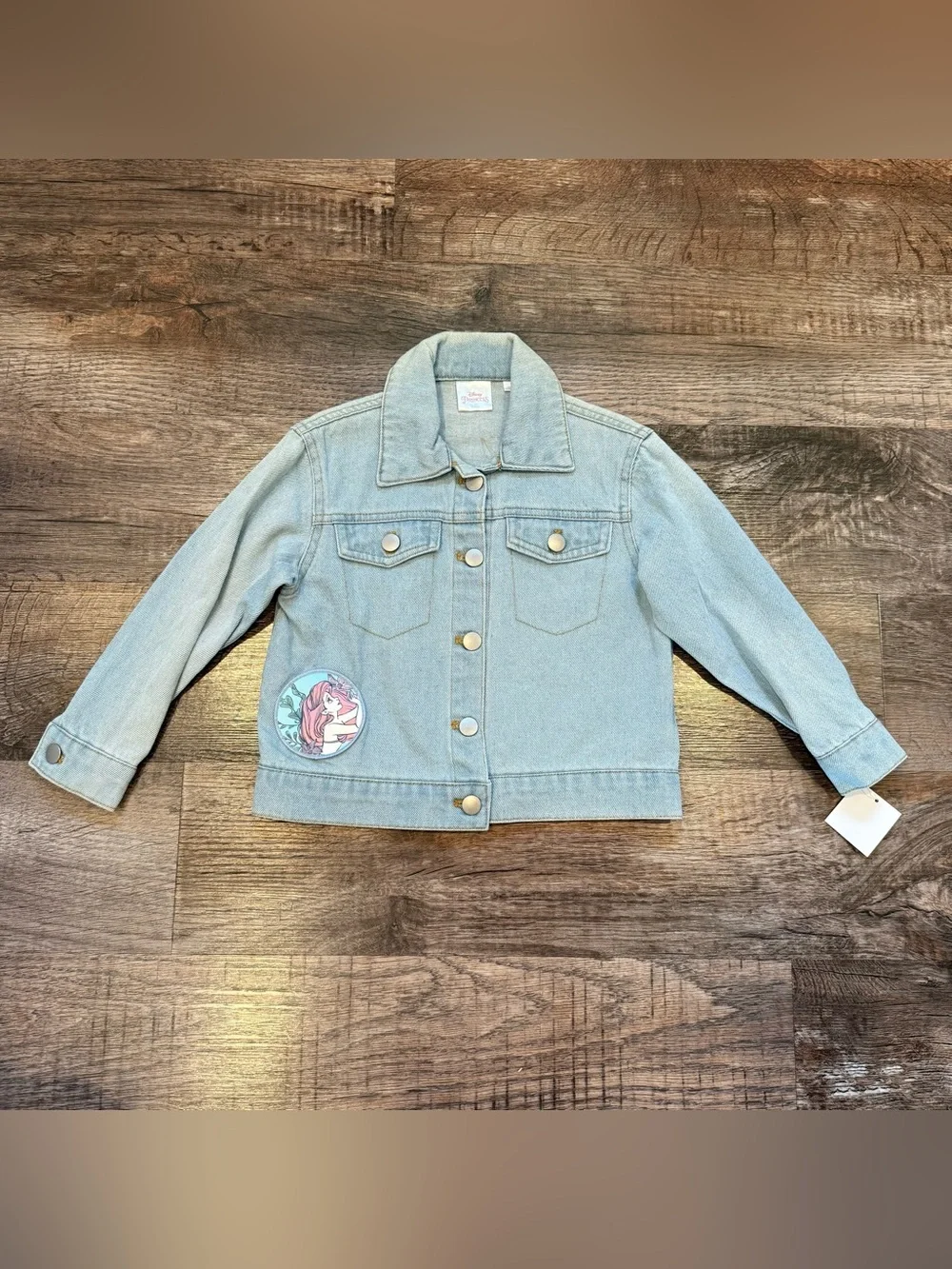 NWT Disney Princess The Little Mermaid Denim Jacket Ariel Flounder Size 3 Girls